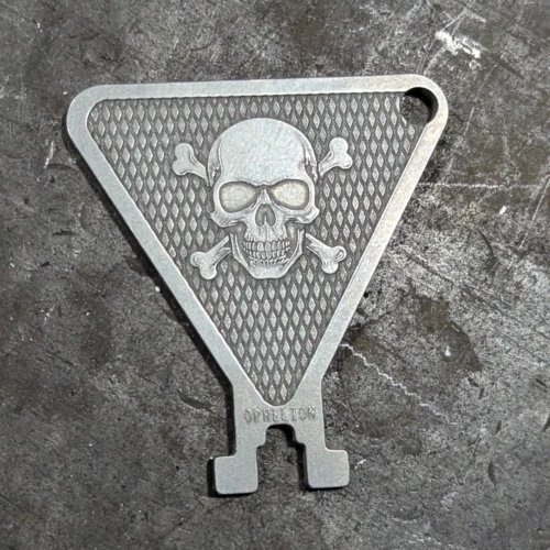 Caution key with ISO toxic warning symbol on knurled field