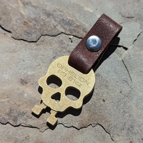 Skeleton Key Tumbled Brass Pendant/Leather Keychain - Image 3